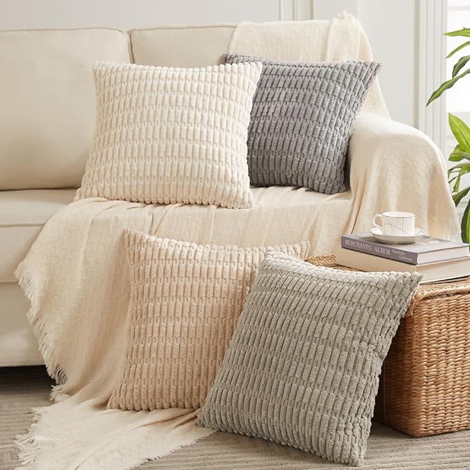 Fancy Homi 4 Packs Tan Decorative Throw Pillow Covers 26x26 Inch - Image 9