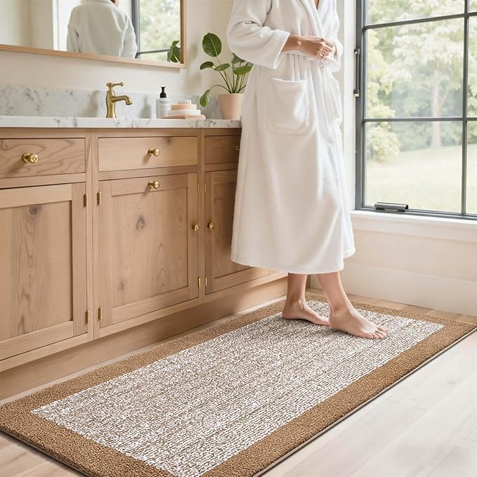 70x24 Long Bathroom Rugs Washable Non Slip, Coffee Bath Mat - Image 3