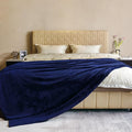JIAHANNHA Navy Blue Fleece Throw Blankets Queen Size 90 by 90 Inches by JIAHANNHA