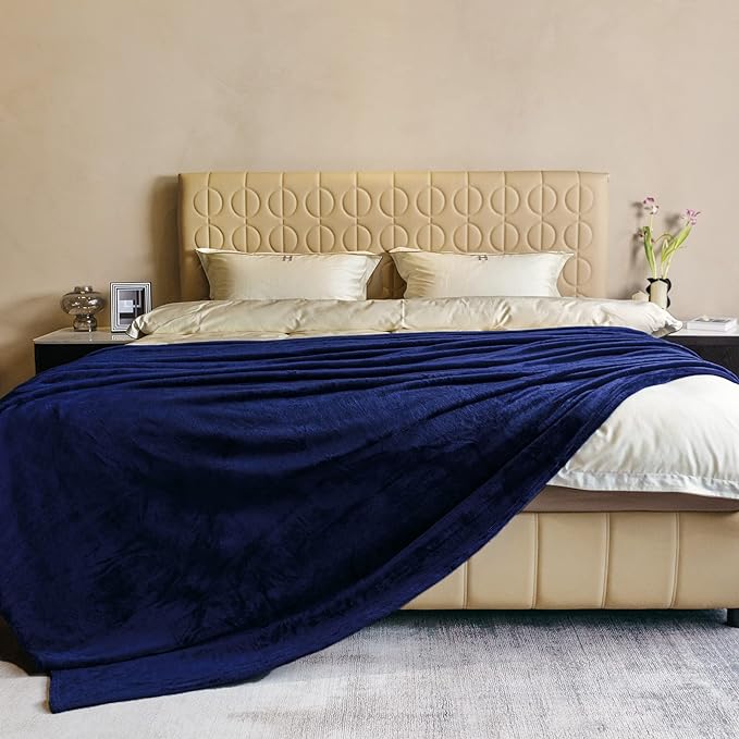 JIAHANNHA Fleece Blanket King Size Navy Blue 108 by 90 Inches Throw Blankets by JIAHANNHA