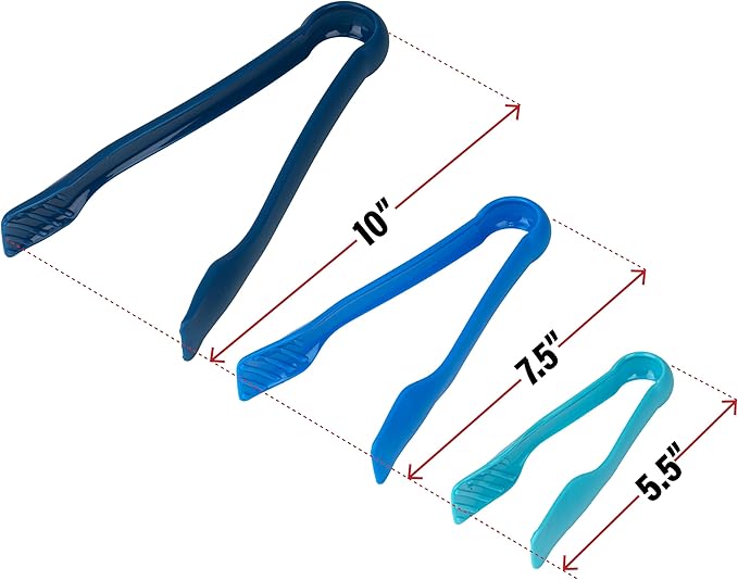 DecorRack 3 Pcs 6” x 8” x 10” Multi Colored Plastic Tong Set, 3 Pack Durable - Image 2