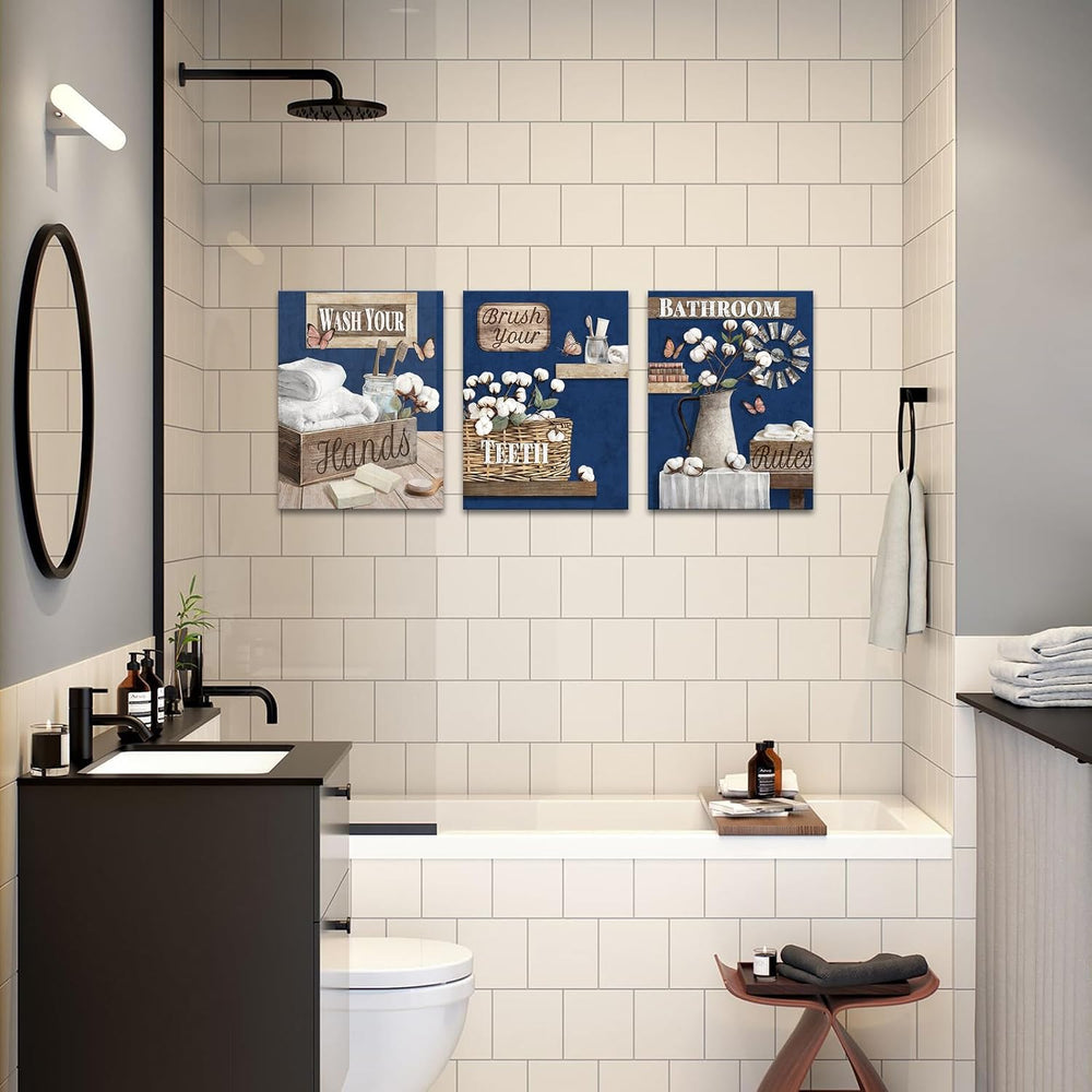 LoveHouse Bathroom Wall Art Rustic Bathrom Canvas Wall Art Farmhouse Bathroom...