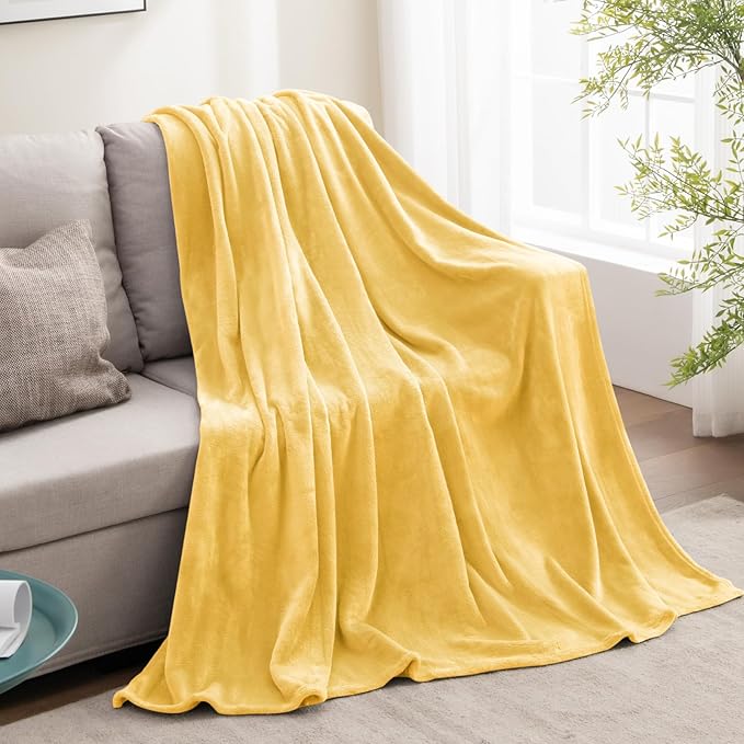 BEDELITE Fleece Blanket Twin Size Cream Yellow Throw Blankets - Image 6