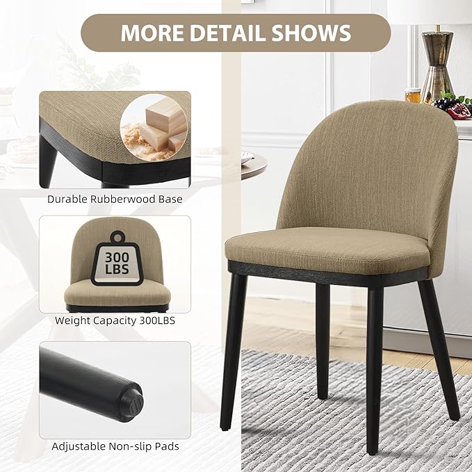 Upholstered Dining Chairs Set of 6,Modern Fabric Dinner Chairs with Wood Legs...
