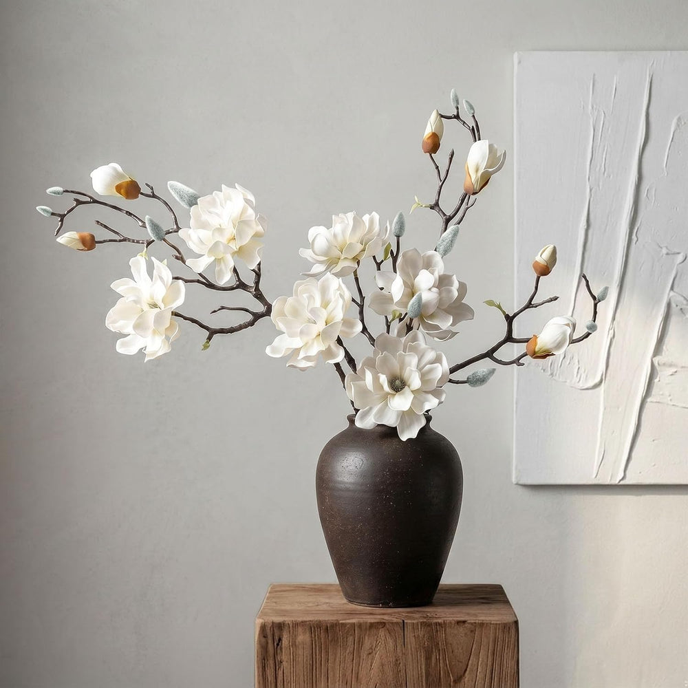 JOVIPOP Artificial Magnolia Flowers 3PCS, 27.5" Faux Magnolia