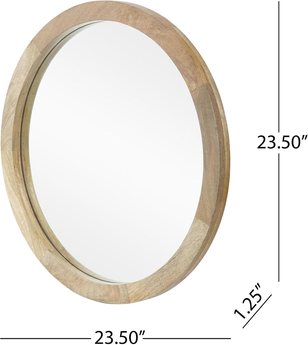 Christopher Knight Home Solis 23.50" H Round Wall Mirror, Mango Wood Wal...