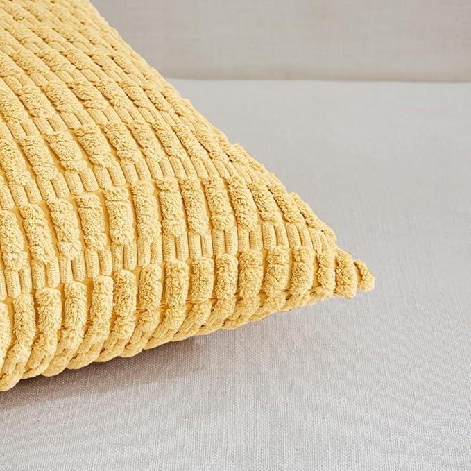 Fancy Homi 4 Packs Yellow Big Decorative Throw Pillow Covers 24x24 Inch - Image 4