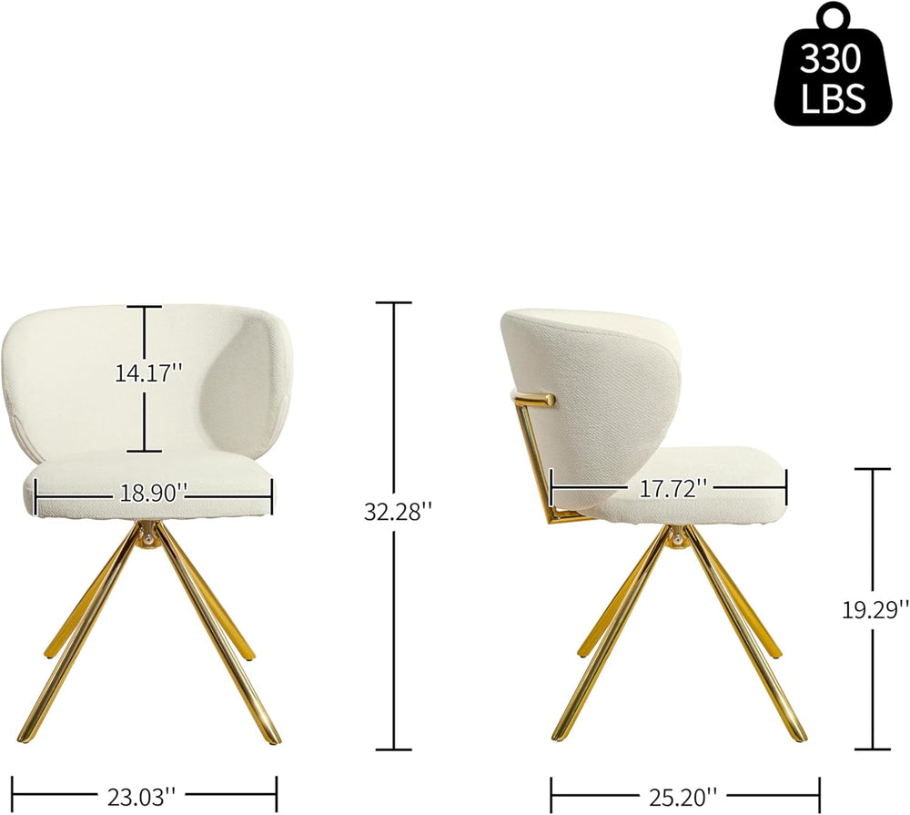 Art Leon Swivel Dining Chairs Set of 2 - Modern Fabric Upholstered Kitchen Di...