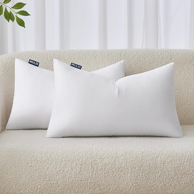 MIULEE 12x24 Inches Pillow Inserts Pack of 2, Decorative Throw Pillow Inserts by MIULEE