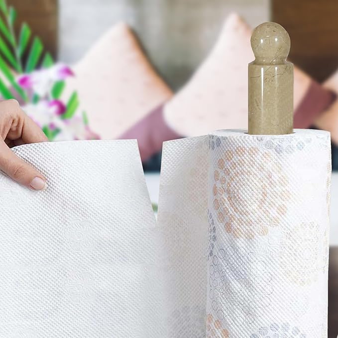 Handmade Ivory Marble Paper Towel Holder – Beige or Ivory Natural Stone - Image 3