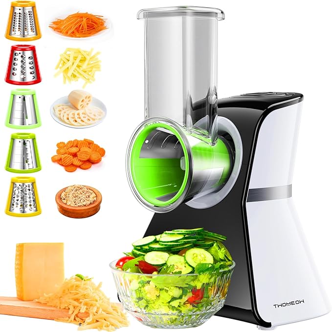 Electric Cheese Grater Salad Shooter, 5-In-1 Electric Slicer by TWOMEOW