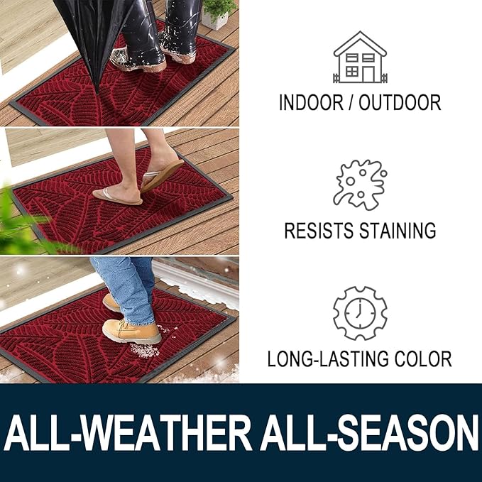 Colorxy Waterproof Doormat, Sturdy Natural Rubber Front Indoor Mat, Non Slip - Image 4