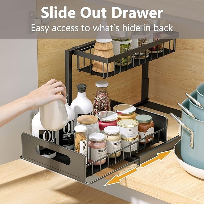 Ceetug Under Sink Organizers and Storage 2 Tier Slide Out Kitchen Cabinet - Image 3