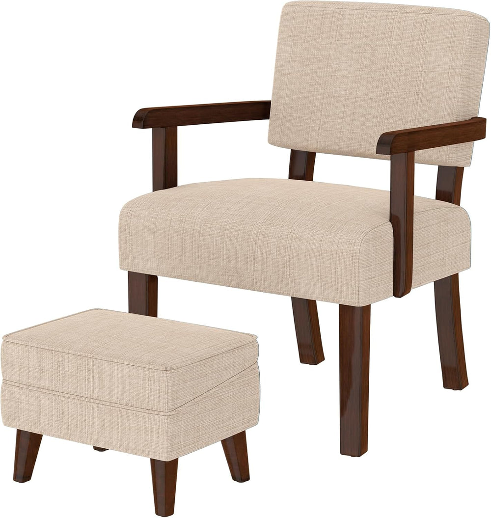FAGAGA Accent Chairs with Adjustable Ottoman, Comfy Arm Footrest Set, Storage...