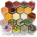 20 Pack Magnetic Spice Jars Large 4 oz Refrigerator Hexagon Glass Spice Jars by CROSS+HOMES