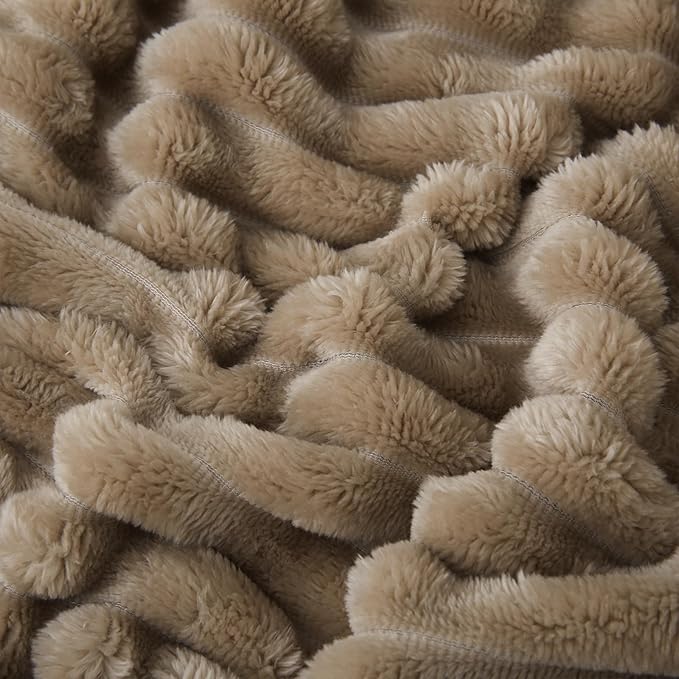 Tan Fleece Throw Blanket 90”×90” - Image 5