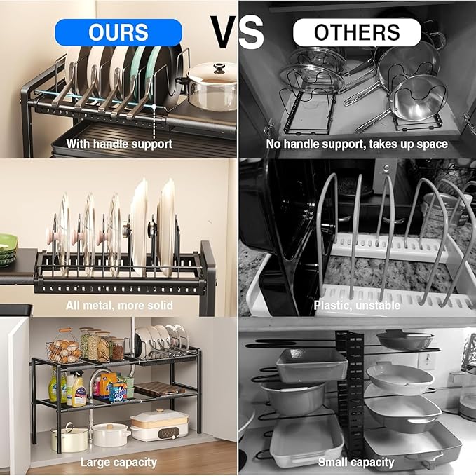 Mustorn Pots and Pans Organizer Under Cabinet, Expandable 2 Tier Under Sink - Image 6