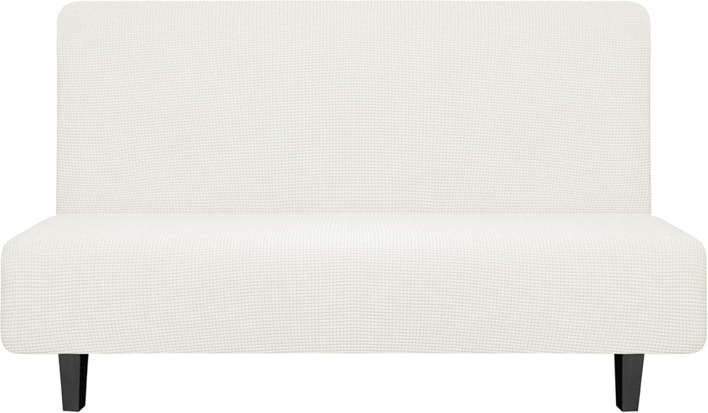 Easy-Going Stretch Medium Futon Slipcover Armless Futon Cover Cream
