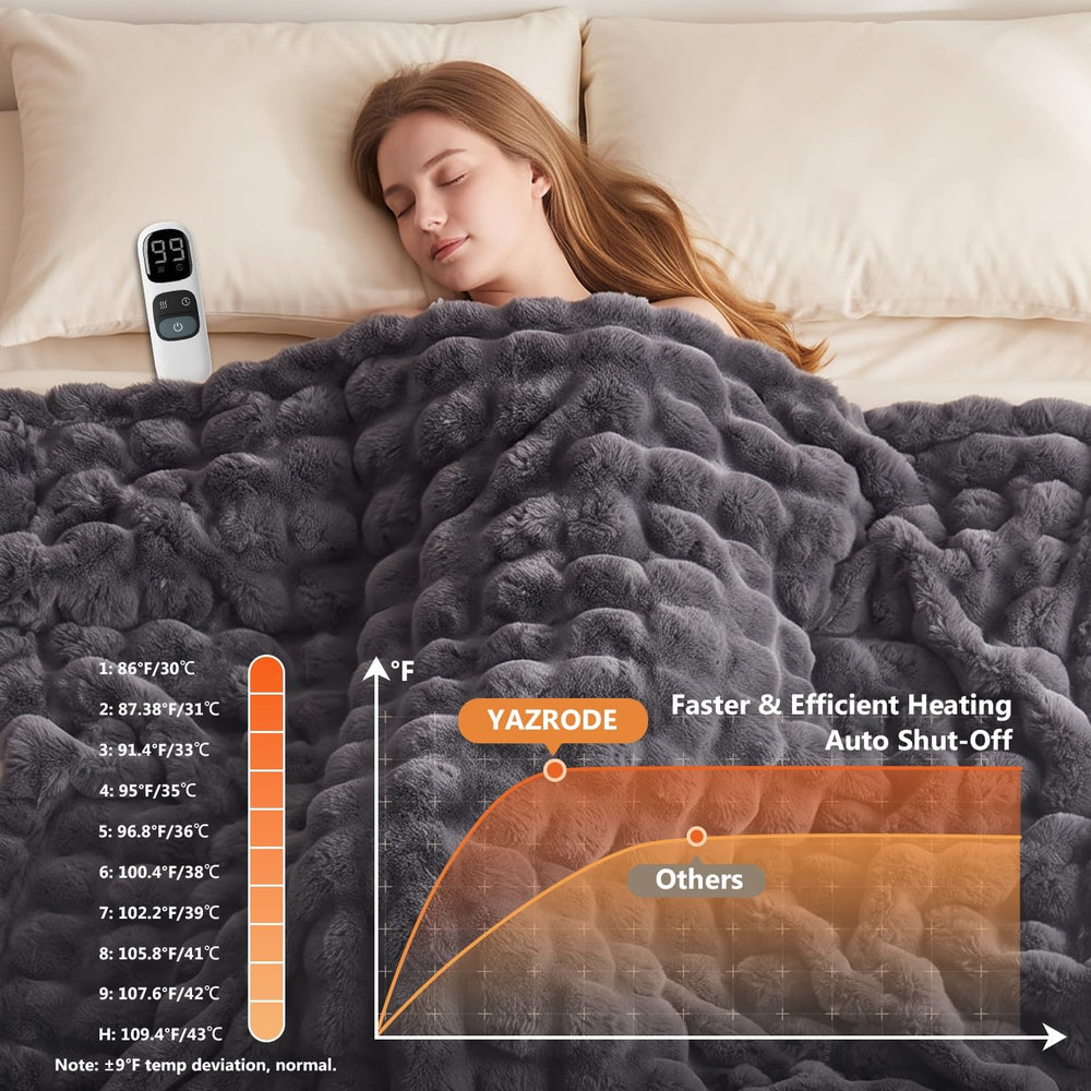 Heated Blanket Electric Throw, 10 Heat Settings 9Hour Auto Shut Off