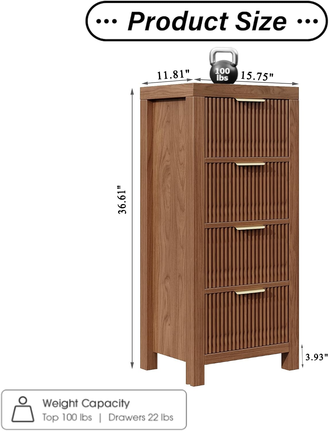 mid-century fluted 8 drawers dresser, modern wooden tall shown in use