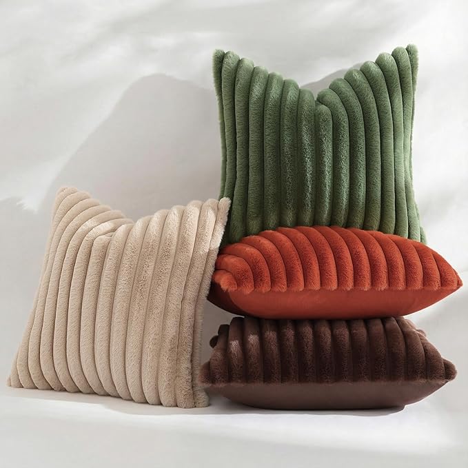 decorUhome Cozy Faux Fur Throw Pillow Covers 24x24 Set of 2 Decorative Soft - Image 7