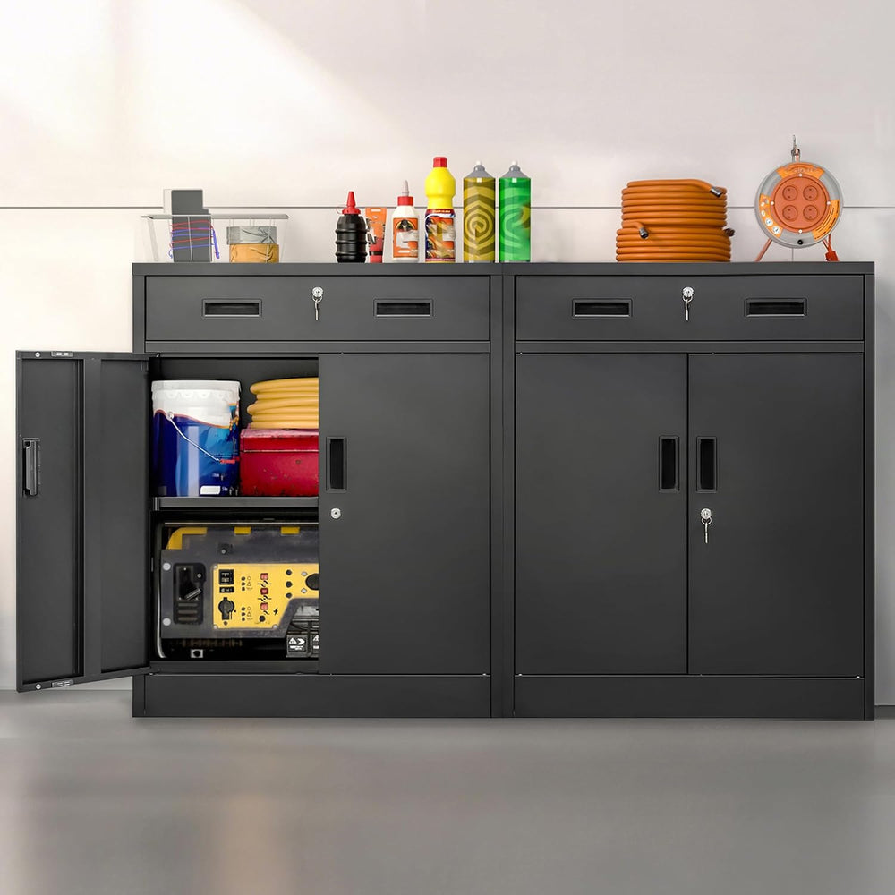 Metal Storage Cabinet, 36" H x 28" W x 16" D Locking Cabinet w...