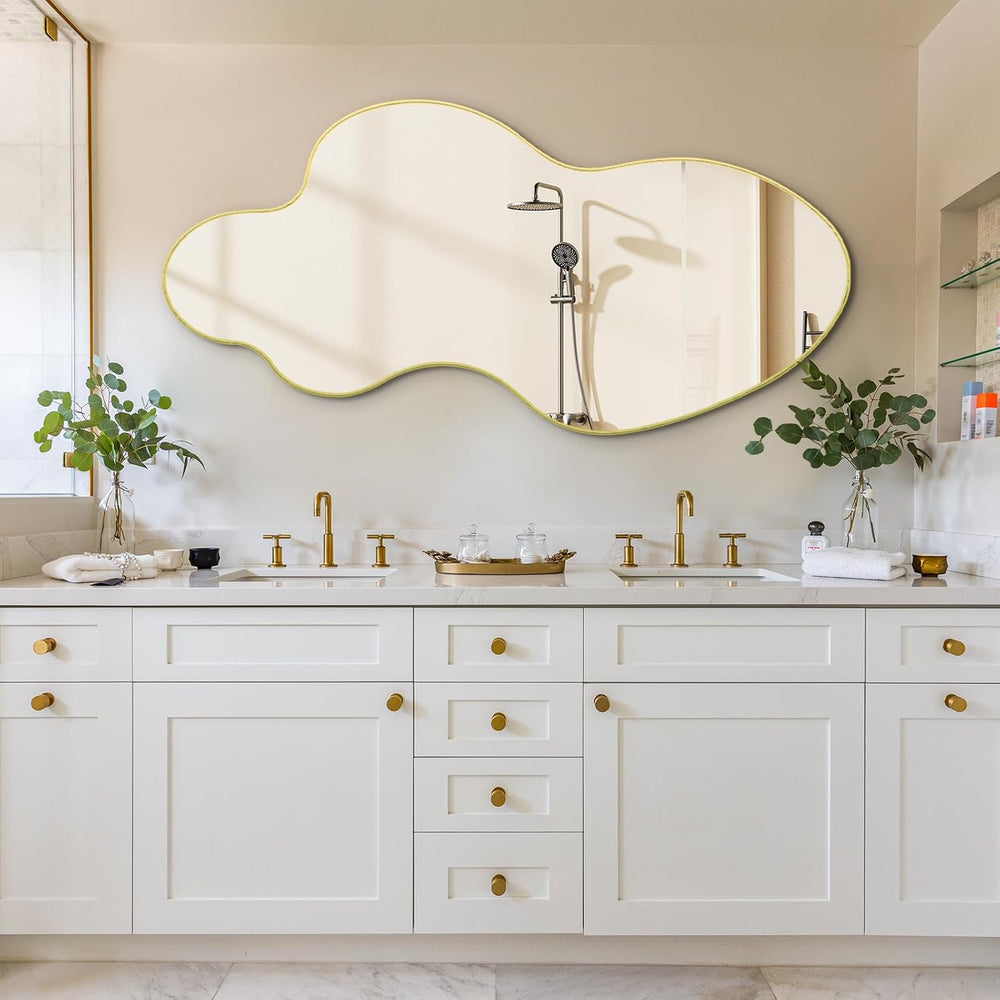 Irregular Wall Mirror, 55"x26" Asymmetrical Decorative Accent Mirro...