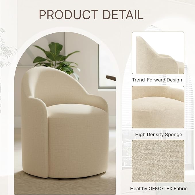 Upholstered Dining Chairs with Casters, No Assembly Modern Dining Room Chairs...