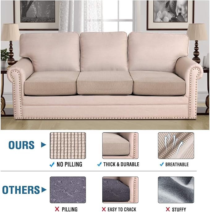 H.VERSAILTEX Super Stretch Individual Seat Cushion Covers Sofa Covers Couch - Image 2