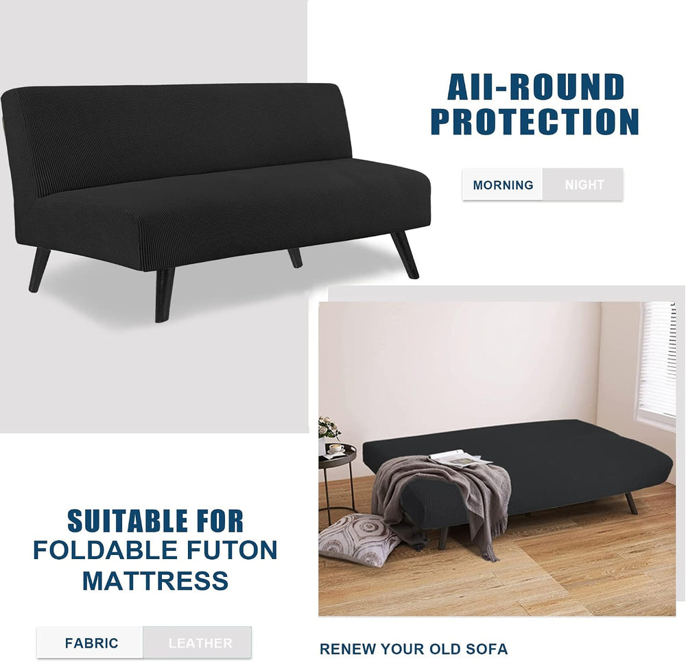 Water Repellent Armless Futon Cover Sofa Bed Slipcover, Full Size Futon Mattr...