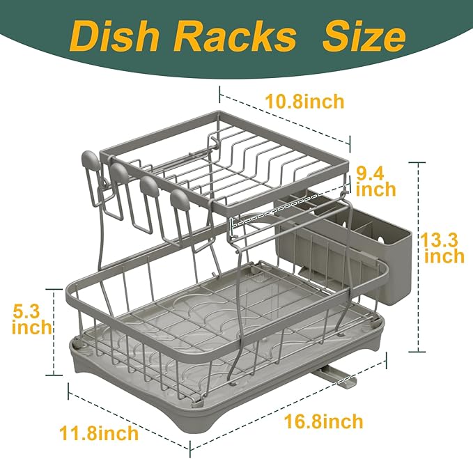 LIYI Dish Drying Rack, Large Dish Rack - Image 3