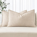 MIULEE Decorative Linen Lumbar Pillow Covers 12x24 Inch Natural Beige Boho by MIULEE