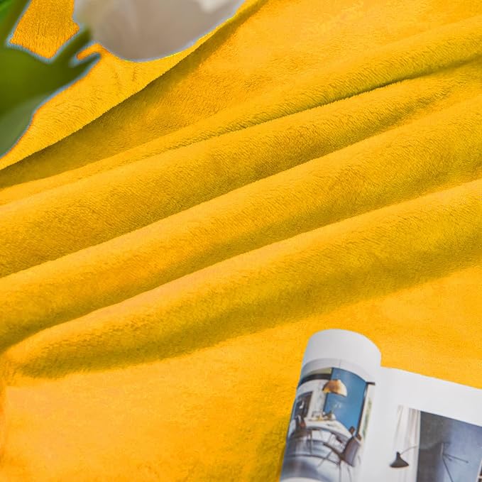 JIAHANNHA Mustard Yellow Throw Blanket Fleece Blanket 60"x80", Super Soft Cozy - Image 2