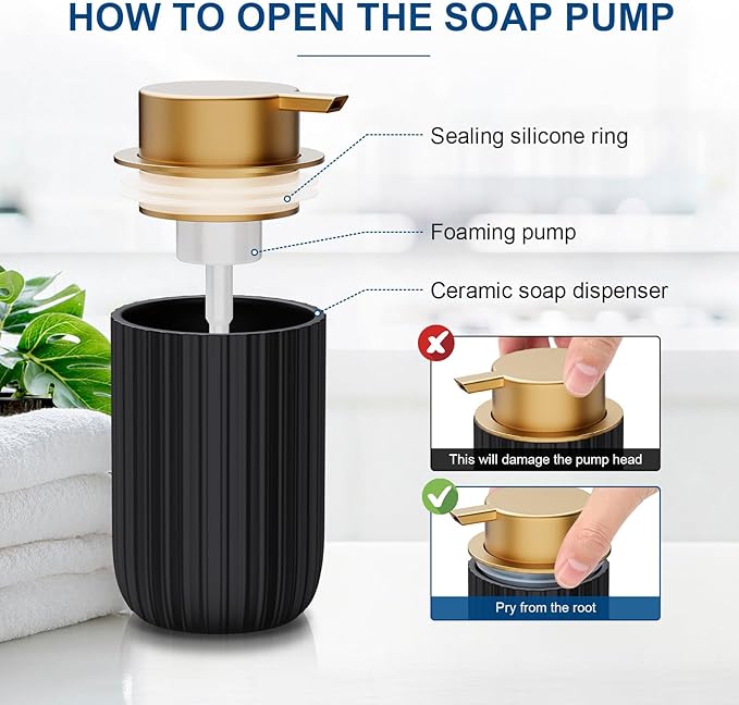 Ceramic Foaming Soap Dispenser, 12 oz Bathroom Foam Hand Soap Dispenser - Image 3