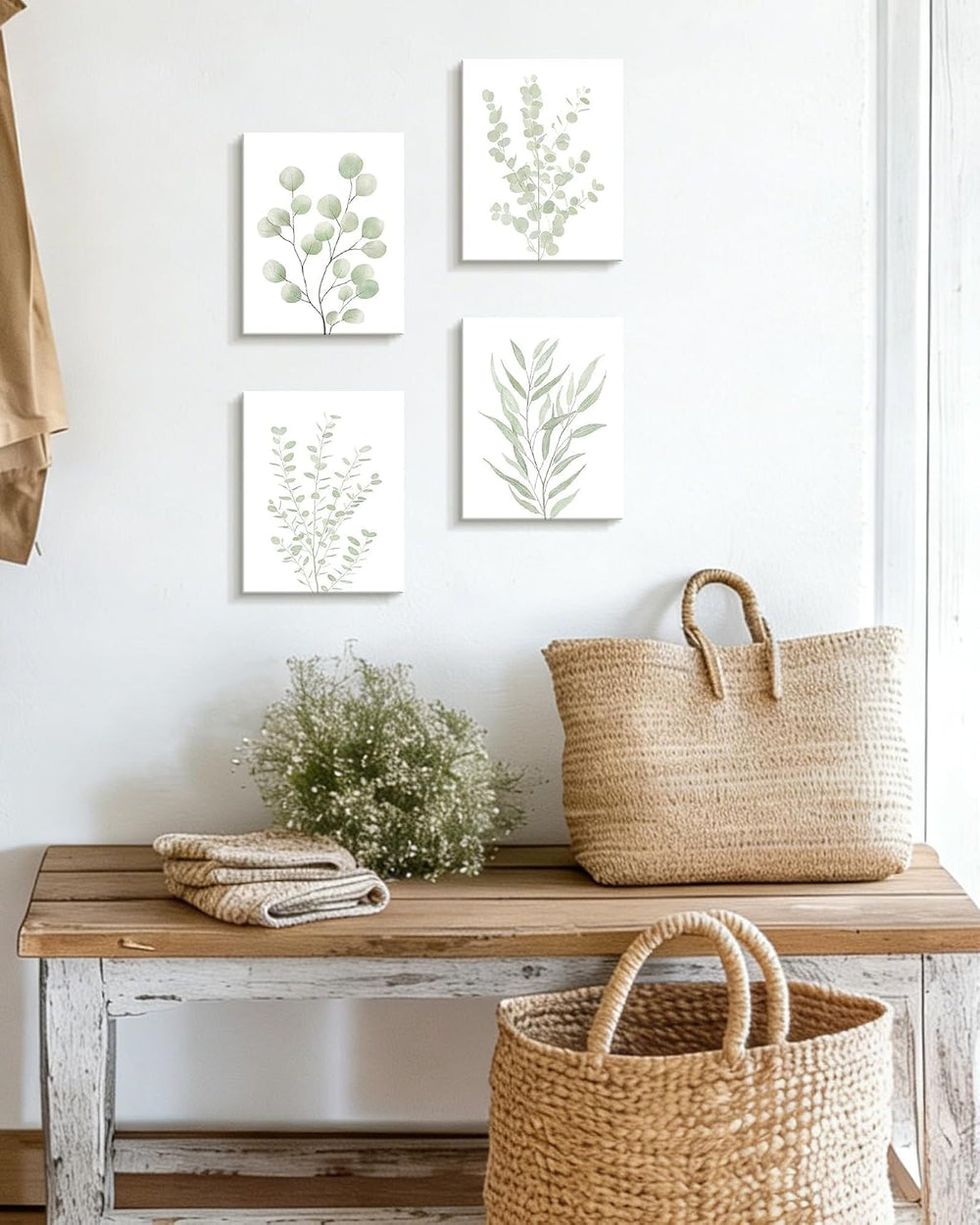 Drsoum Botanical Plant Framed Wall Art Boho Wall Decor for Bathroom Sage Gree...