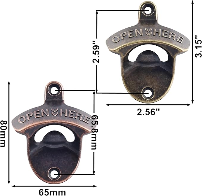 Rustic Wall Mount Bottle Opener Antique Copper, Old Fashion Post Mounted Beer - Image 5