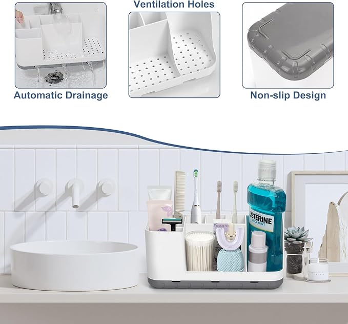 QIYVLOS Bathroom Organizers and Storage, 8 Slots Detachable Toothbrush Holders - Image 4