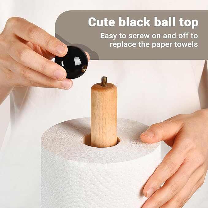 Paper Towel Holder, Wooden Kitchen Roll Stand - Image 5