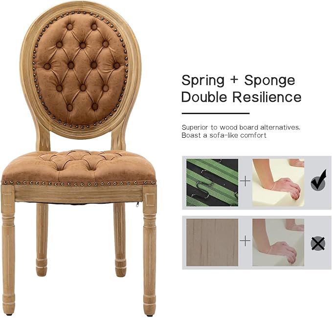 French Country Dining Chairs Set of 2, Caramel Kitchen & Dining Room Chai...