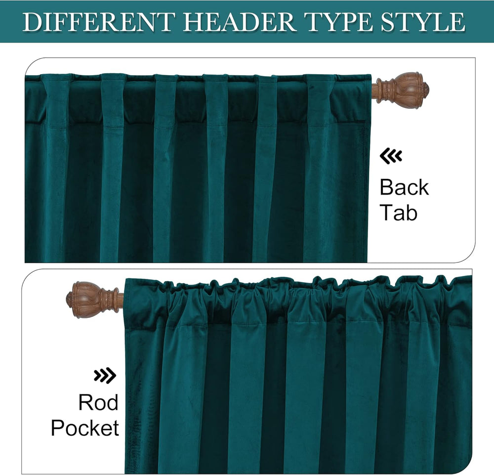 RYB HOME Teal Velvet Blackout Curtains 84 inches for Bedroom Living Room