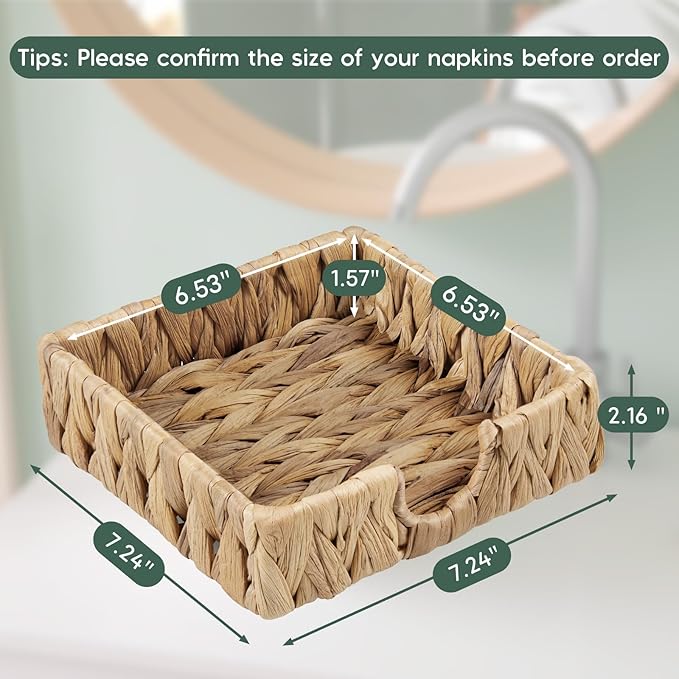 Napkin Holder for Table, Woven Water Hyacinth Napkin Holders For Paper Napkins - Image 2