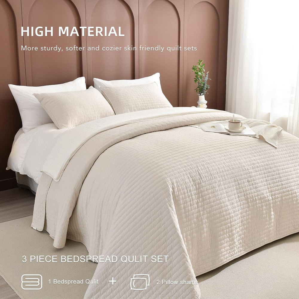 Lady Ann Oversized California King Size 120x120 Bedspread Set, 3pcs Extra Lar...