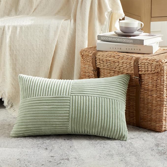 Fancy Homi 2 Packs Sage Green Lumbar Decorative Throw Pillow Covers 14x24 Inch - Image 2