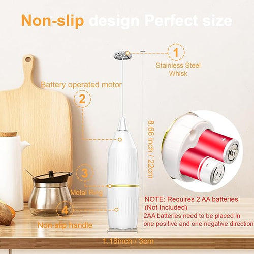 2 Pack Easy Clean Milk Frother Wand | Detachable Whisk, Superior Frothing | - Image 2