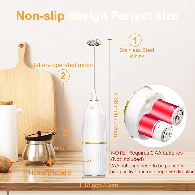 Milk Frother Handheld, Mini Drink Mixer and Coffee Blender Frother - Image 2