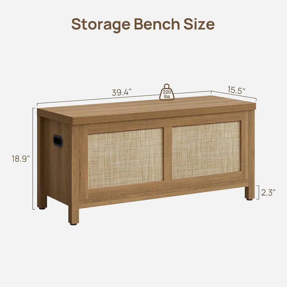SICOTAS Rattan Storage Chest 39.4" Storage Bench for Bedroom | Boho Stor...
