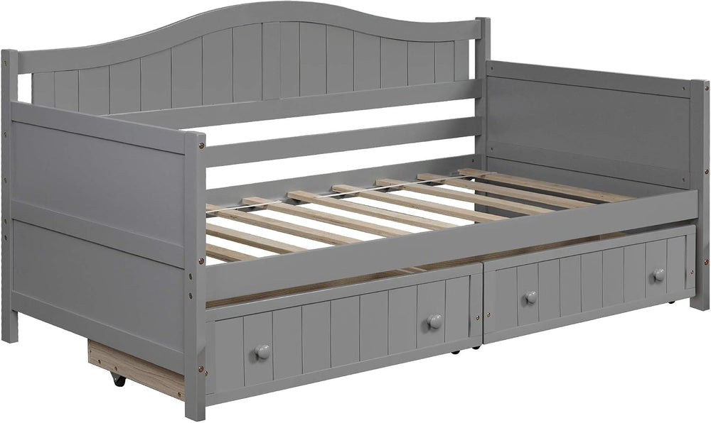 SOFTSEA Twin Daybed Frame with Drawers Wood Day Bed with Storage Sofa Bed Fra...
