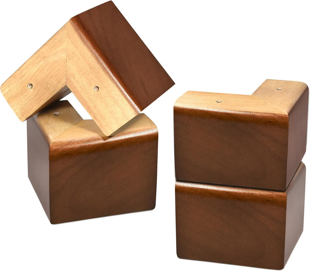 Solid Wood Legs for Furniture, L-Shaped Bed Risers, Furniture Legs for Sofa C...