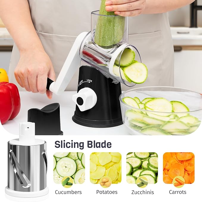 Cheese Grater Hand Crank, Rotary Cheese Shredder - Image 3