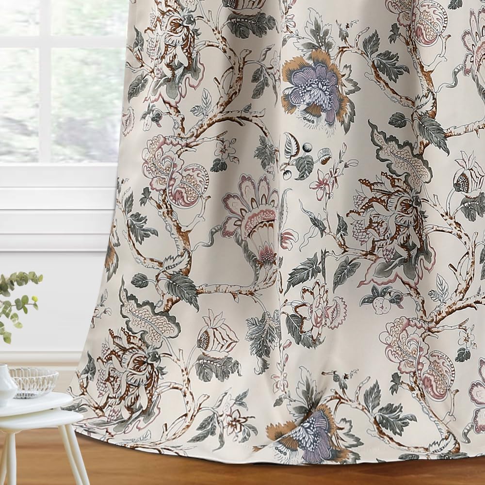 H.VERSAILTEX Blackout Curtains 84 Inch Length 2 Panels Set Floral Print Curta...
